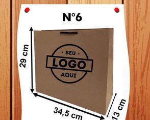 50 Sacolas Papel Kraft Personalizadas para Loja 29x34,5x13cm