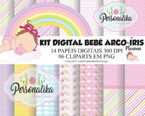 Kit Digital Bebê Arco-íris Menina