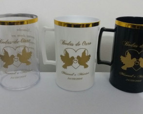 Caneca Acrílica de 300 ml com Borda Metalizada Personalizada