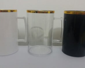 Caneca Acrílica de 300 ml com Borda Metalizada Lisa