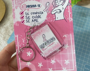 Cartão com Chaveirinho- Outubro Rosa