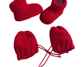 Luva e Botinha para Bebê Vermelho