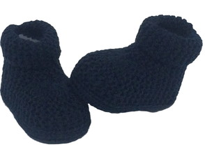 Bota em Tricô para Bebê Azul Marinho
