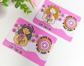 Card com Moedinha de Chocolate ao Leite- Outubro Rosa