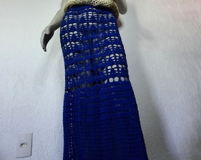 Saia Longa de Crochê Luna Azul