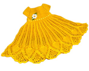 Vestido de Crochê para Bebê Amarelo Canário