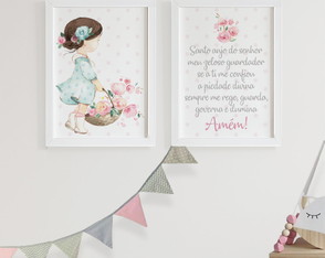 Quadros para Quarto de Bebê Santo Anjo e Menina