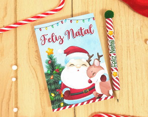 Bloquinho Personalizado Natal + Lápis 14x9 cm