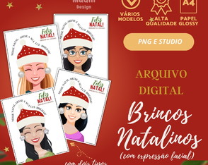 Arquivo Digital Tag Brincos Natalinos com Expressões Faciais