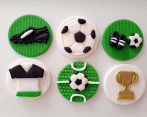 Apliques Doces 5 cm de Pasta Americana Tema Futebol