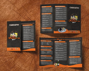 25un. Cardápio Personalizado em Formato Folder 2 Dobras