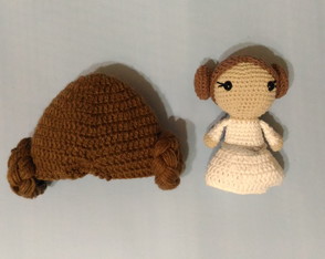 Ki Princesa Leia Amigurumi + Touca Gorro de Lã Princesa Leia