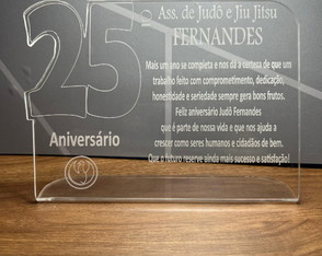 Placa Homenagem 25 Anos - Empresa