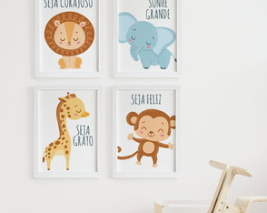 Quadros para quarto de bebê Safari com frases