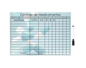 Lousa Magnética Controle de Medicamentos - Imã de Geladeira