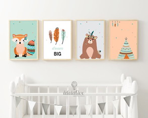 Quadro Infantil Tribal Raposinha