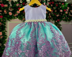 Vestido Pequena Sereia Ariel Luxo / Tamanho 1 - 2 - 3 Anos