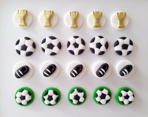 Kit 25 Apliques 2,5 cm de Pasta Americana Tema Futebol