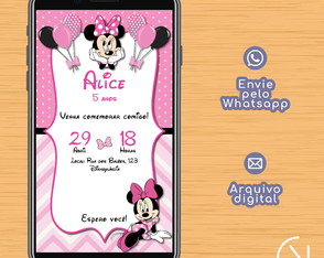 Convite de Aniversário Digital Minnie