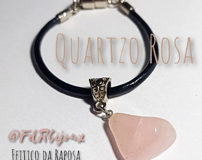 Pulseira em Couro e Pingente de Cristal com Fecho de Imã