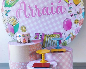 Locação Kit Pegue e Monte Arraiá Rosa.