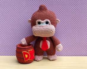 Donkey Kong Amigurumi + Barril ** Pronta Entrega