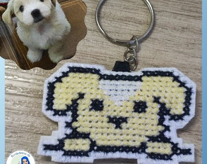 Chaveiro Bordado Ponto Cruz Pixel Art Seu Pet Personalizado