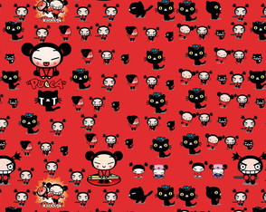 Tecido Pucca e Garu Funny Love Estampa - 140 cm x 100 Cm.