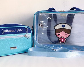 Kit Bolsa Transparente Enfermagem G + Necessaire Luxo