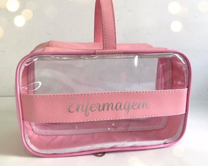 Necessaire Dupla Transparente Rosa