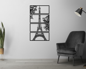 Quadro Torre Eiffel mdf Vazado Preto 50x90