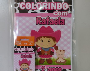 Kit de Colorir Fazendinha Rosa com Giz