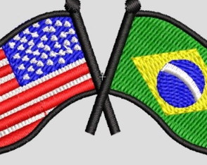 Matriz Bordado Bandeira Eua Brasil