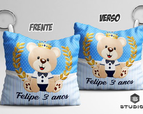 Lembrancinha Chaveiro Almofada Personalizado Príncipe Urso