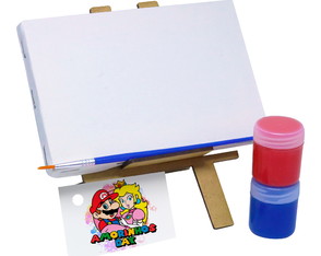 Kit Pintura com Cavalete, Tela e Tintas - Tema Super Mario