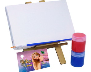 Kit Pintura com Cavalete, Tela e Tintas - Tema Enrolados