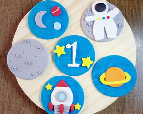 Aplique 6 cm Doces Tema Astronauta