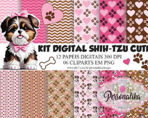 Kit Digital Shih-tzu Cute Menina