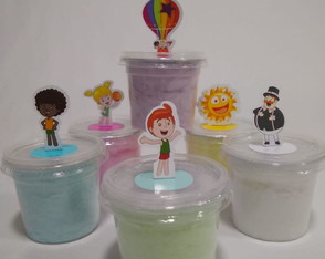 30 Mini Potes Algodão Doce Personalizados no Tema da Festa