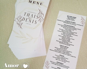 Menu para casamento Frente e Verso