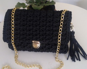 Bolsa Clutch em Crochê Preto- Pronta Entrega