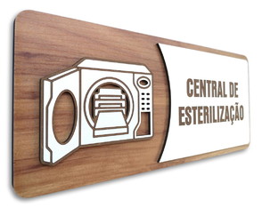 Placa de Sinalização | Central de Esterilização-mdf 30x13cm