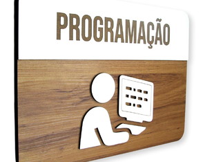 Placa de Sinalização | Programação - mdf 30x21cm Ref:cl0060a