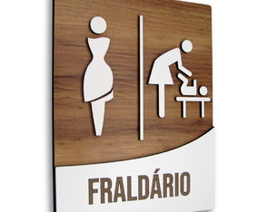 Placa de Sinalização | Feminino e Fraldário - mdf 18x14cm