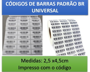 750 Etiquetas Adesivas com Código de Barras Universal Impre