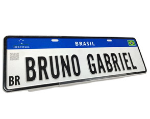 Placa Mercosul Carro Personalizada Nome Alto Relevo