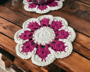 Descanso de Panela em Croche Pink - Kit com 2 Unidades