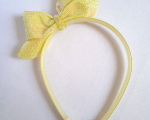 Tiara com Laço Amarela com Muito Brilho