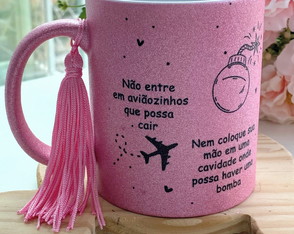 Caneca Grey's Anatomy Rosa com Glitter