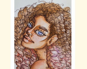 Pôster Print - Retrato Garota Cacheada